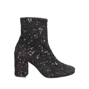NWT Le Babe Black Sequin Ankle Boots Block Heel Almond Toe Italian Sparkly